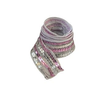 Silver and pink sequins fabric belt